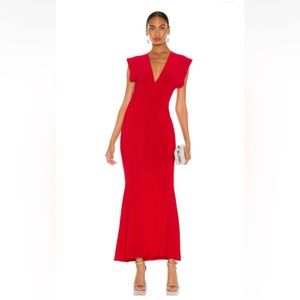 Norma Kamali REVOLVE V Neck Rectangle Gown in Red